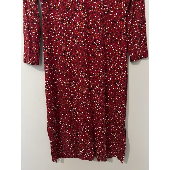 Hobbs London Hatty Jersey Dress Women’s 10 Red Multi Long Sleeve Button Ruched - Picture 8 of 16